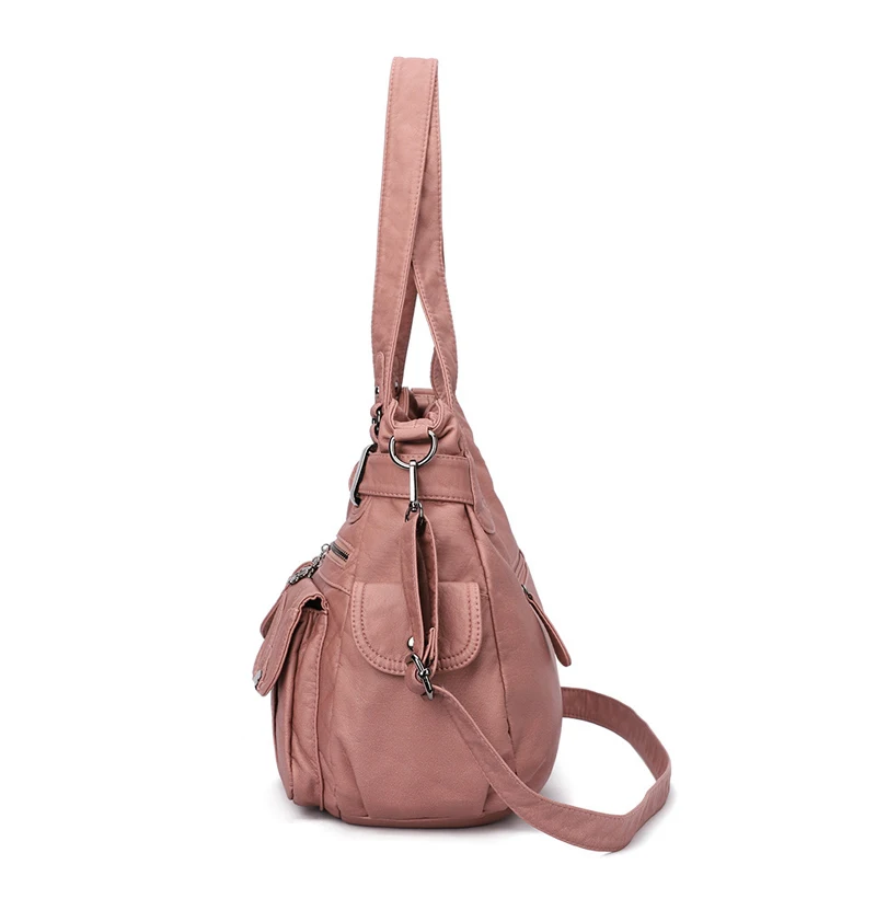 Luxury Pu Leather Messenger Bag Vintage Women Hand Bag Large Capacity Casual Hobo Handbag Purse Female Crossbody Shoulder Bags