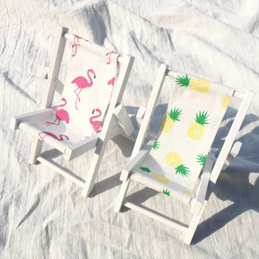 Миниатюрные наборы украшений мебель шезлонг деревянный орнамент складной дом