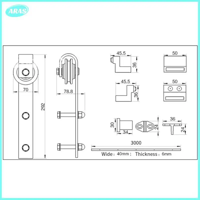 

300CM Gifsin Bypass Sliding Barn Door Hardware Track Bent Hanger System Cabinet Wood Door Sliding Track Kit Track Hardware HWC