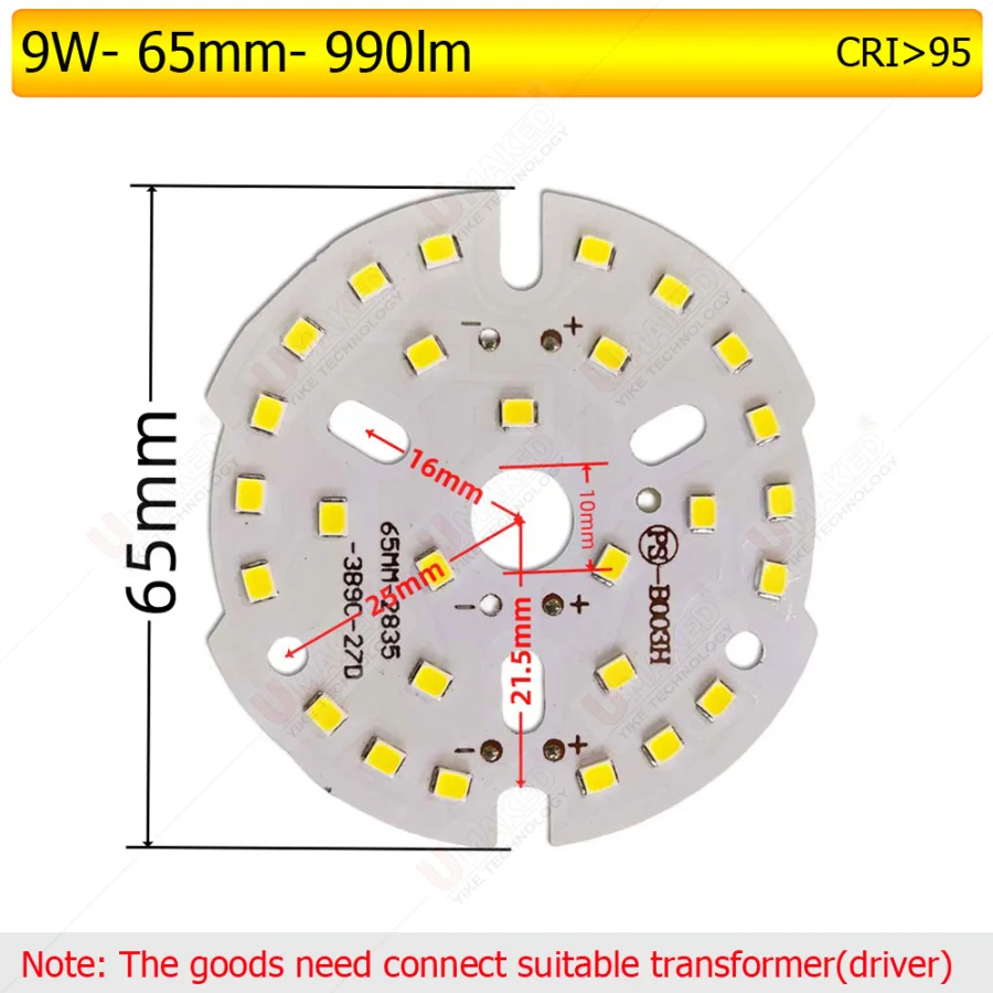 

10 шт. LED источник света Umaked PS-9-65 9 Вт 65 мм белый