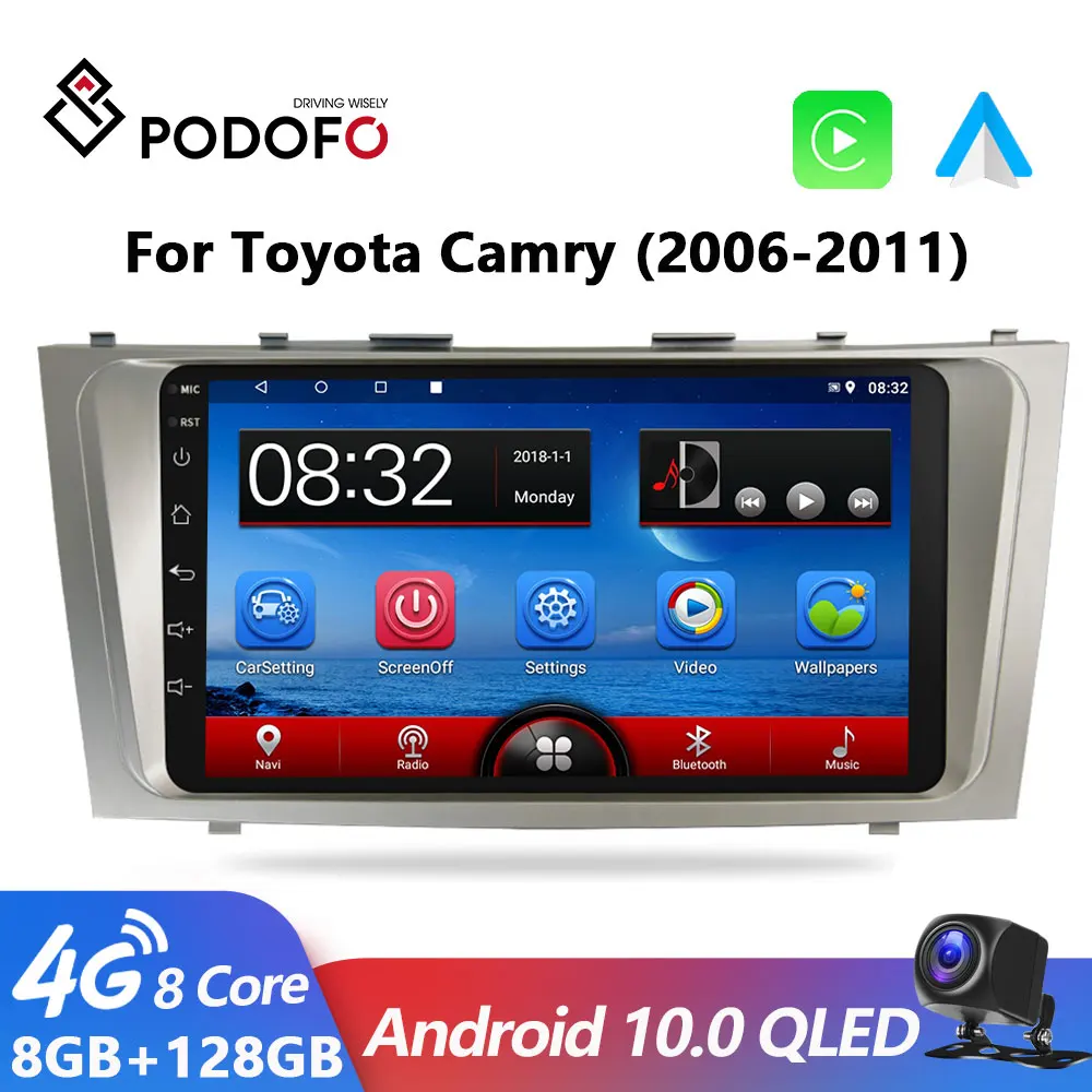 

Podofo AI 8 Core Car Multimedia Player Android 10 2 din Radio For Toyota Camry 2006 - 2011 autoraido Carplay Stereo head unit