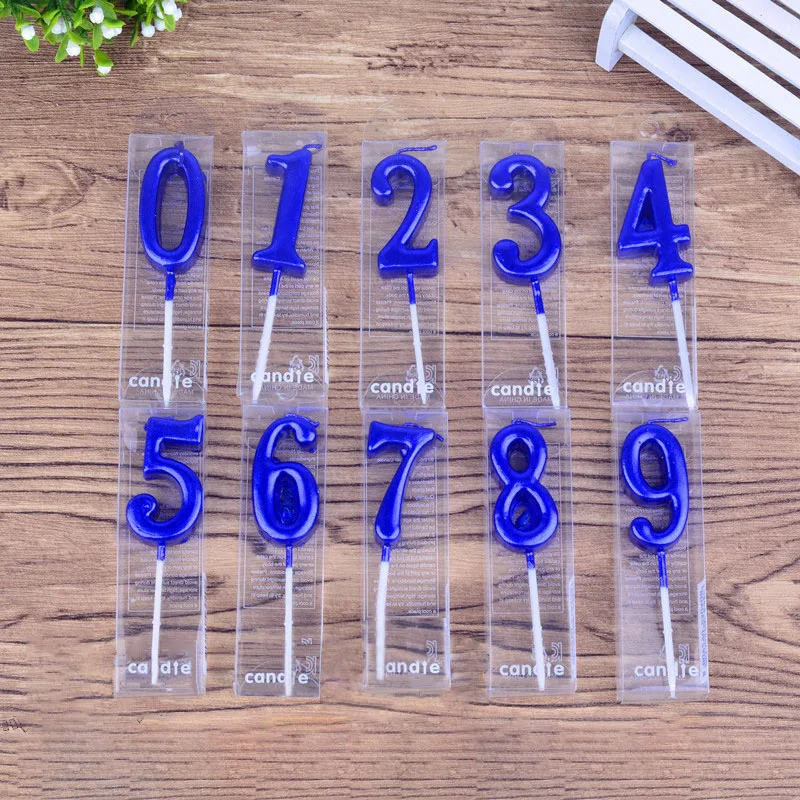 

Number Candles Blue Number 0 1 2 3 4 5 6 7 8 9 Birthday Anniversary Celebration Smokeless Candles Cake Topper Party Supplies
