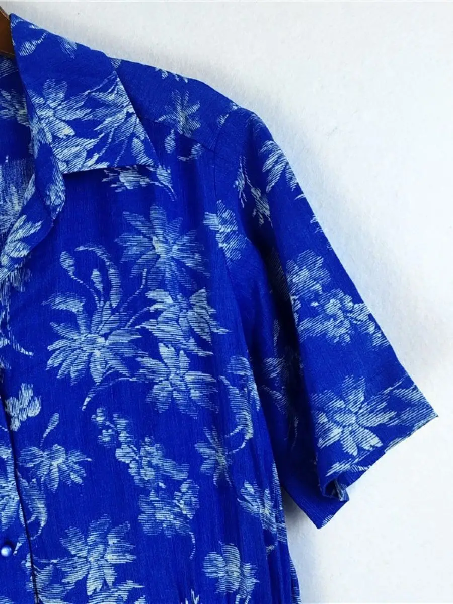 

Women's Floral Print Notched Collar Short Sleeve Elastic Waist Pleated Vintage Mini Dress