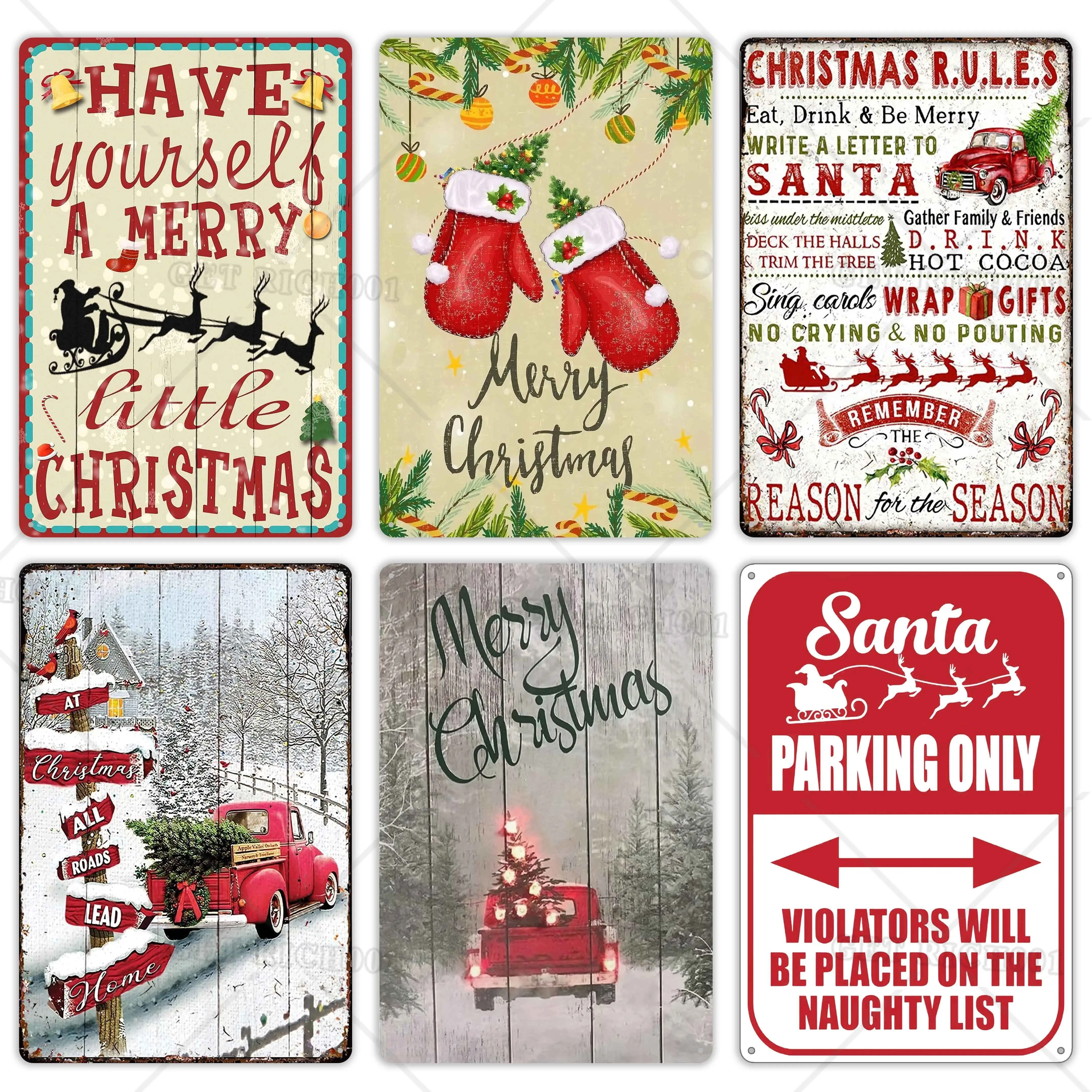 

Santa Parking Only Indoor Outdoor Wall Tin Sign 1pc Christmas Aluminum Metal Sign Merry Christmas Decoration Christmas Rules