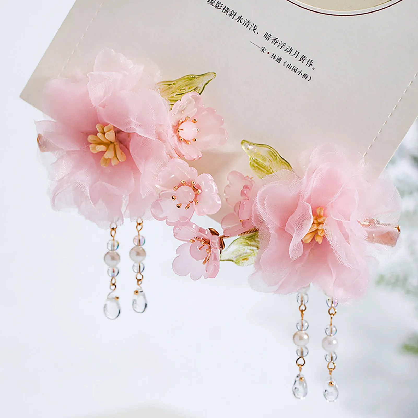 Шелковый Цветочный зажим для волос для девочек, китайские аксессуары для волос Hanfu, жемчужная кисточка, Шпилька для волос, винтажное детское украшение для выпускного, бижутерия для волос