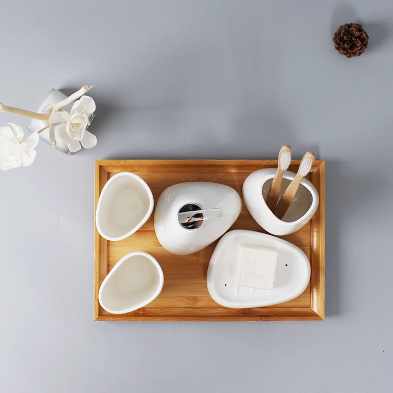 Набор аксессуаров для ванной комнаты керамический дозатор мыла держатель зубной