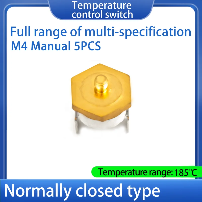 1 шт. нормально замкнутый 10 А 16 А 250 В с регулируемой температурой, колпачок KSD301, страховочный предохранитель, Резьбовое крепление M4 185C, руководство