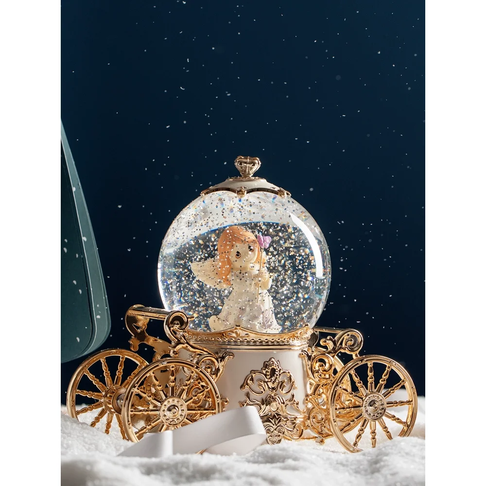 

Rotating pumpkin carriage crystal ball music box music box girls children's birthday gift