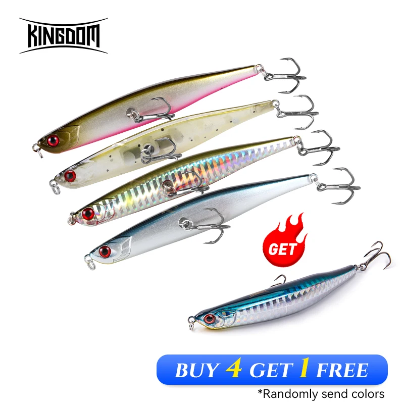 Kingdom Topwater Floating Pencil Fishing Lures Jerkbaits 110mm/10g 86mm/6.5g Artificial Wobbles Hard Baits Fishing For Sea Bass