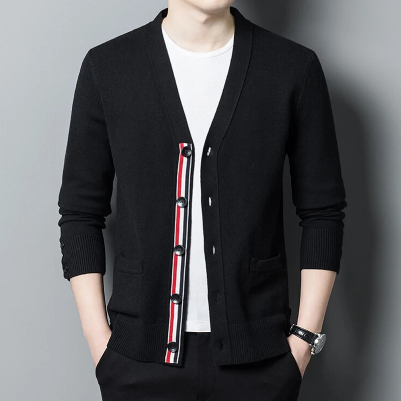 

Мужской кардиган в полоску, повседневный Длинный дизайнерский кардиган в Корейском стиле, осень 2022