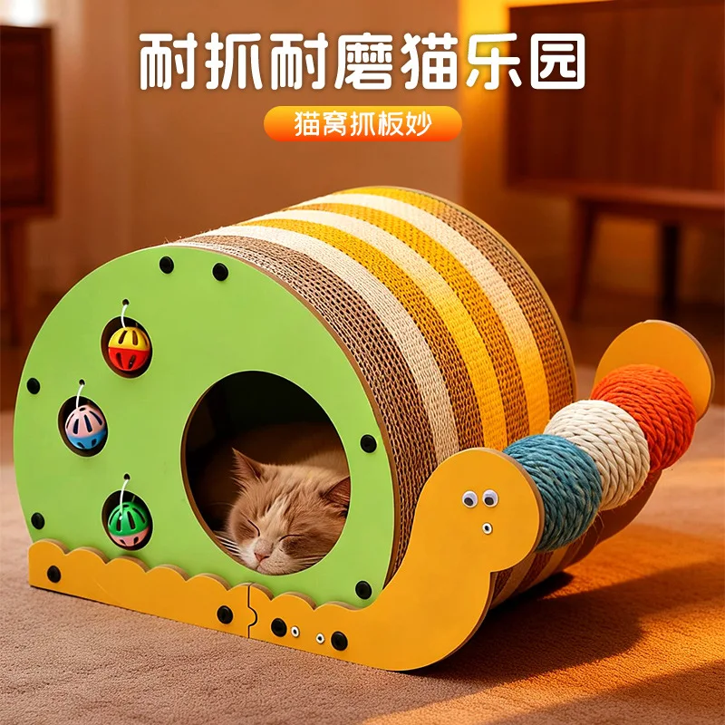 Фото Многофункциональная когтеточка-игрушка для кошек Snail Cat со сменными элементами, гофрированный мяч для снятия стресса №2