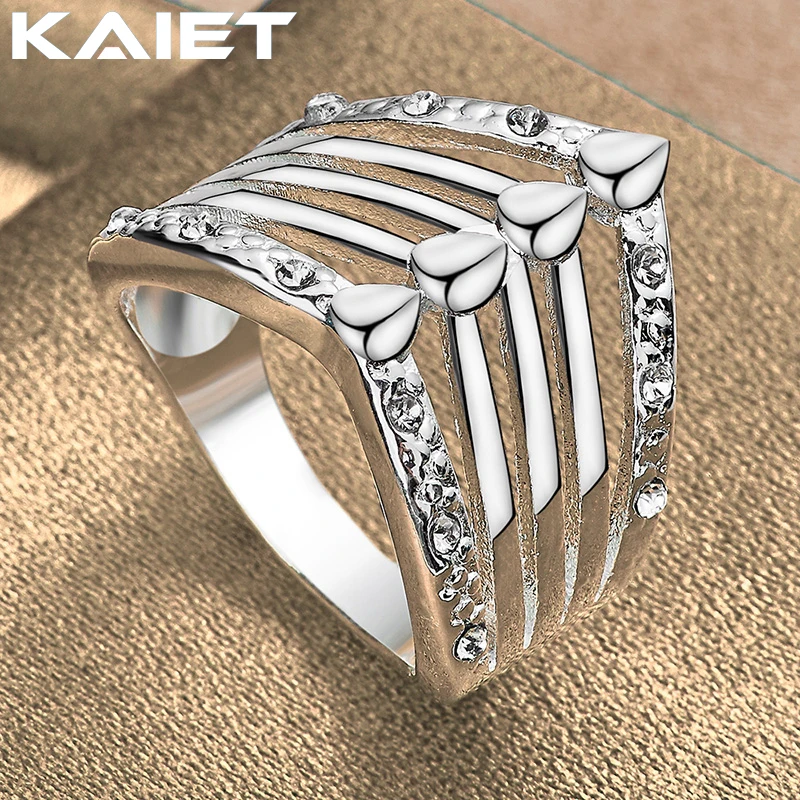 

KAIET Fashion Silver Color Crown With Crystal 7-10# Ring Wedding Party Charm Accessories For Women Jewelry
