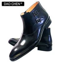 daochen winter man ankle boots shoes black brown luxury designer zip chelsea boots mens genuine leather shoes zapatos de hombre