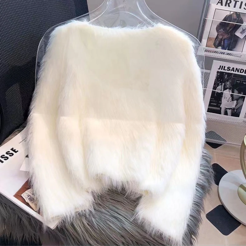 Женский укороченный кардиган из искусственного норкового кашемира