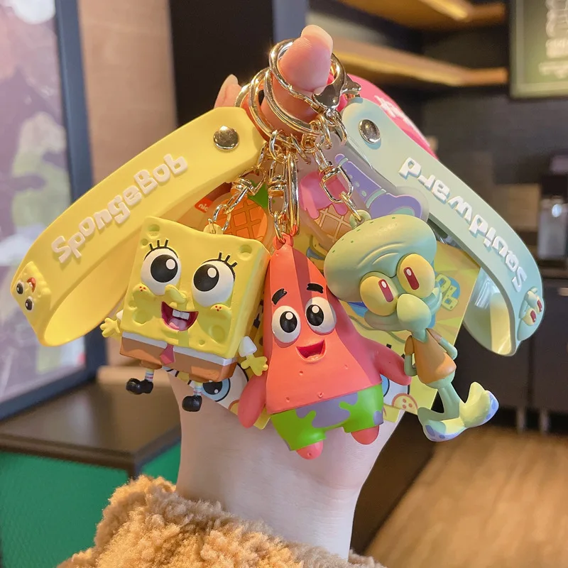 

Spongebob Squarepants Mini Doll Keychain Bobesponja Kawaii Cartoon Bag Pendant Student Cat Car Pendant Birthday Girlfriend Gift