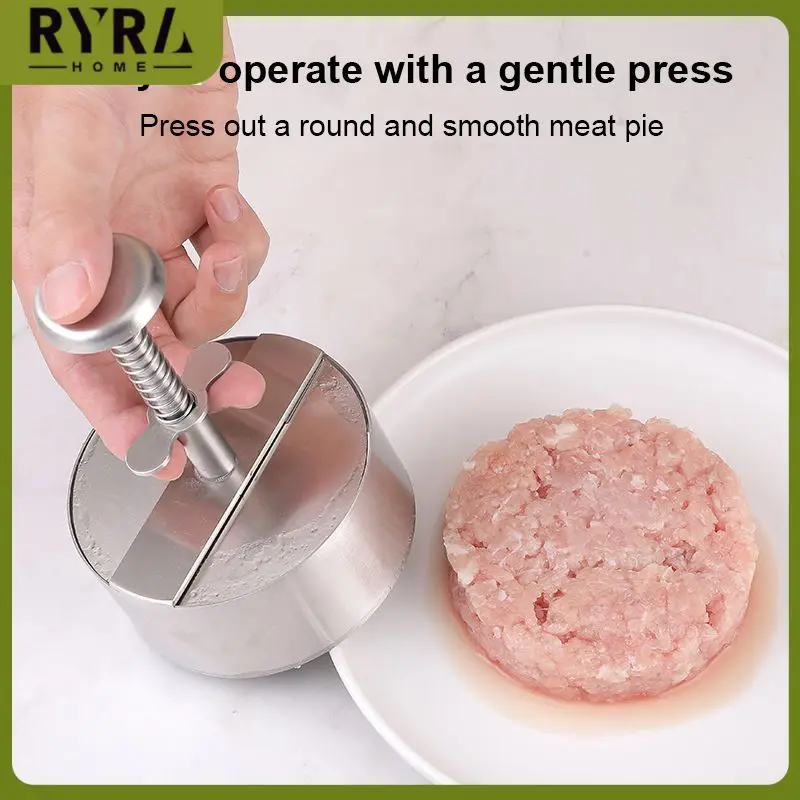 

Portable Round Rice Mold 304 Stainless Steel Hamburger Patty Maker Press Multifunctional Meat Cake Press Adjusted Non-stick 1pcs