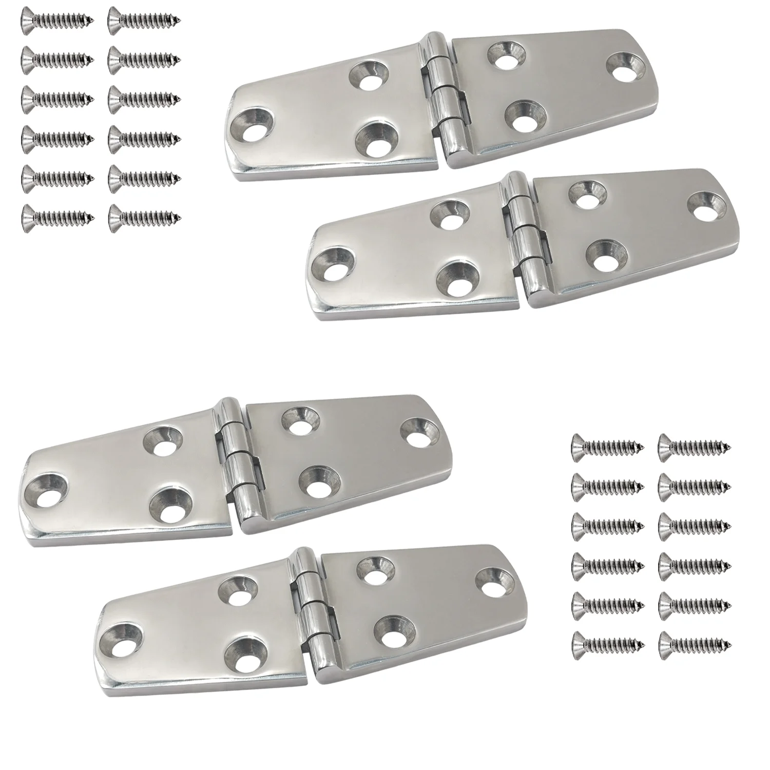 

4 Pcs 4" x 1.5"(102 x 38 mm) Boat Hatch Hinge Flush Mount Cabinet Butt Hinges Marine Stainless Steel 316 with Screws