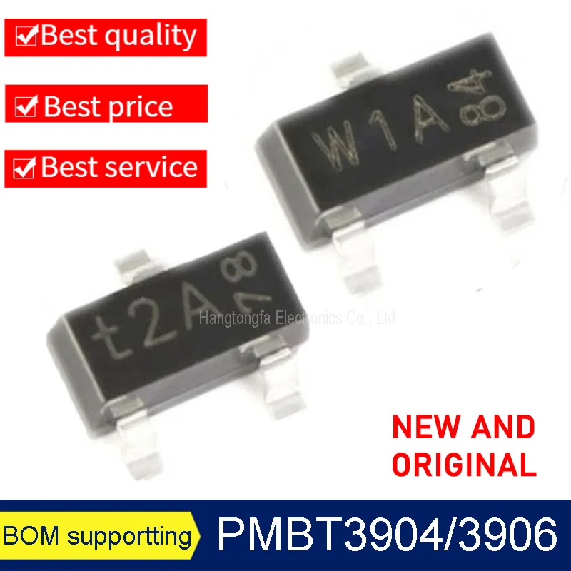 

3000PCS/Lot Original PMBT3904 PMBT3906 Marking W1A t2A SOT-23 SMD 40V 200MA NPN PNP Triode NEW