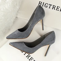 womens pumps large size fashion candy color high heels shallow mouth pointed suede sexy slim professional ol womens shoes