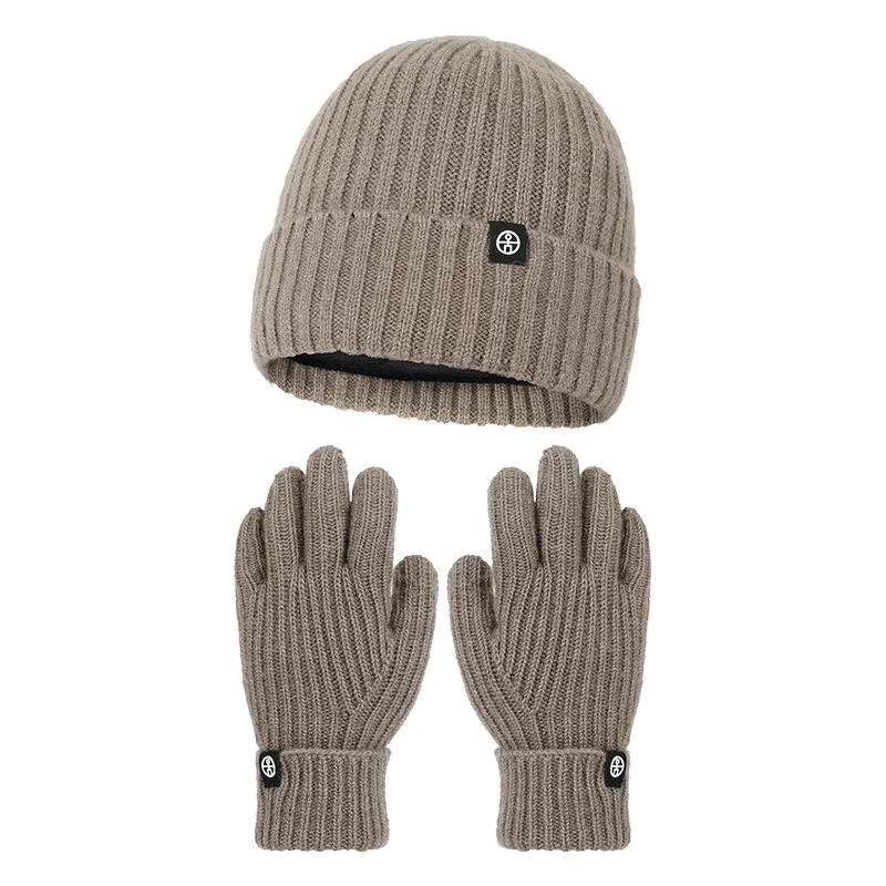 Шерстяная Шапка и перчатки в комплекте мужские зимние двухслойные вязаные шапки