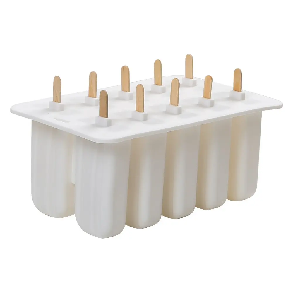 

Silica Gel Ice Cream Mould Popsicle Mold Ice Tray Puck Popsicle Mold Ice Cream 10 with silicone mold high quality White