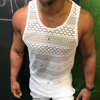 men tank tops hollow out sleeveless shirts summer fashion mens clothing slim fit gym clothes workout vest top fashion 2022
