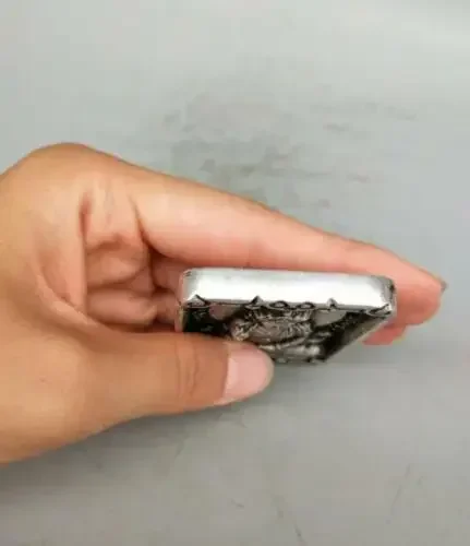 Старый китайский тибетский серебряный двусторонний кулон-амулет ручной работы