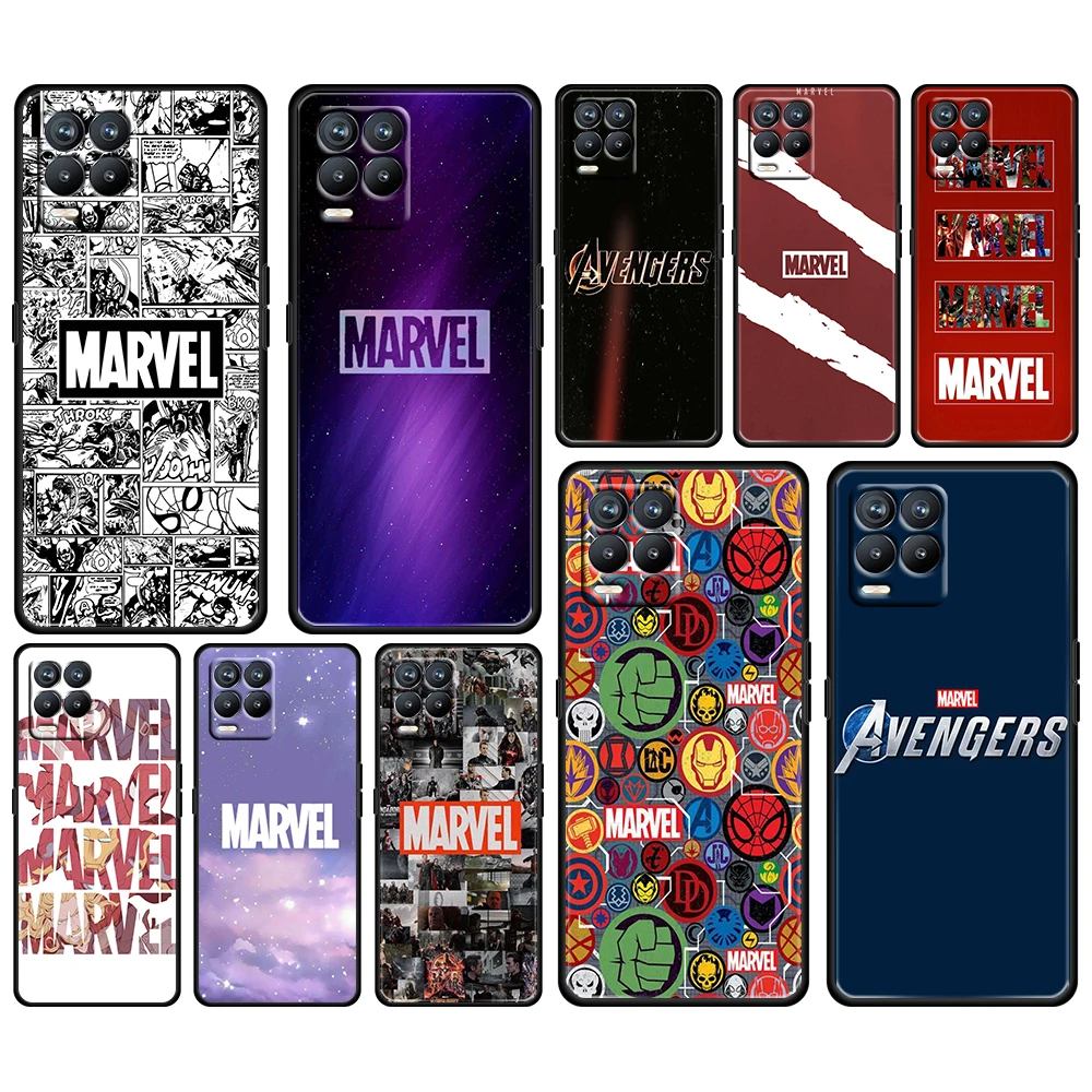 

Marvel Logo Avengers Black Phone Case For OPPO Find X5 X3 F21 Neo Lite A96 A57 A74 A76 A72 A55 A54S A53 A53S Soft Cover Shell