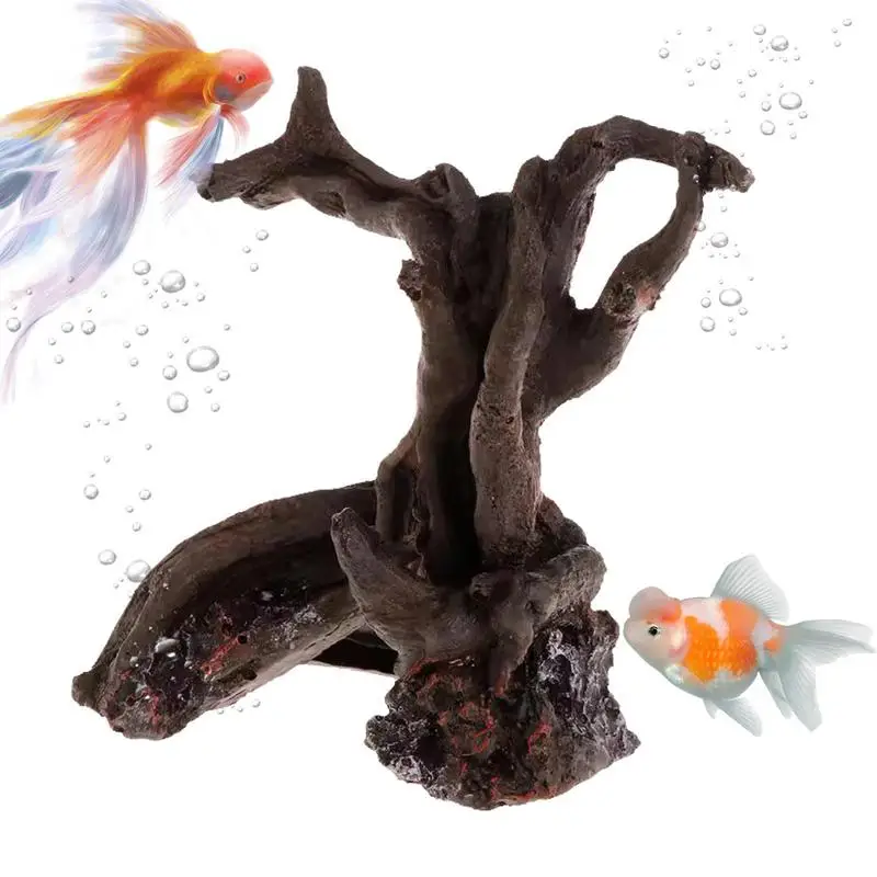 

Resin Wood Decor Realistic Natural Texture Wood Ornament Aquarium Decoration Safe Practical Anti Fade Fish Tank Decoration Resin