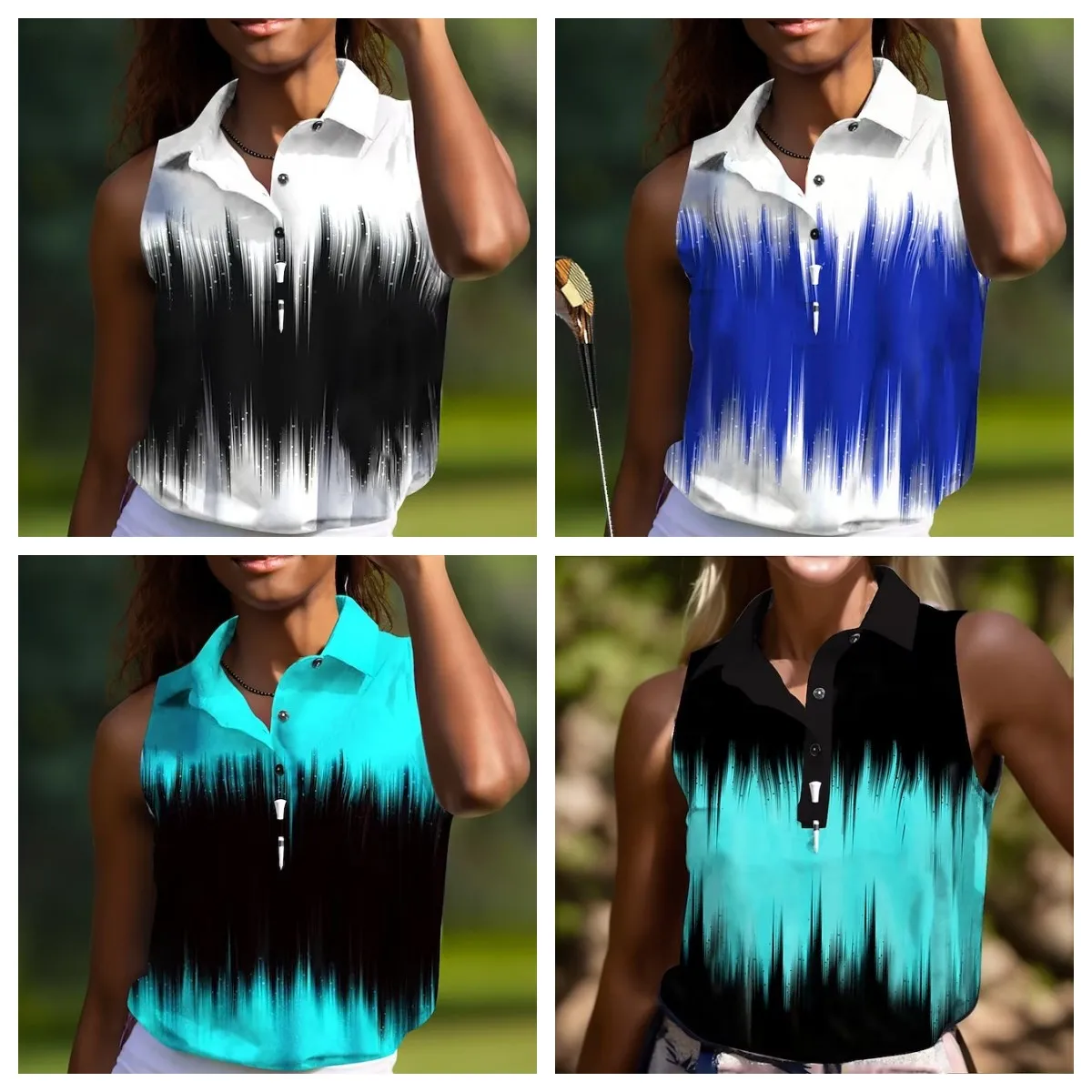 

Sunday Swagger Women's Polo Shirt Golf Clothing Golf Shirt Button Casual Tower Top Sleeveless Vest Golf Apparel Women Blusas