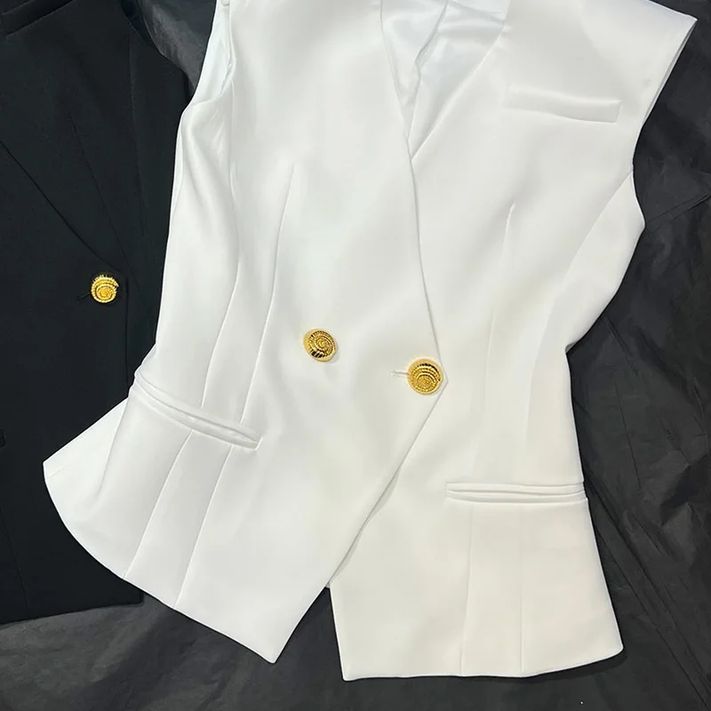 Дизайнерские новые женские комплекты из 2 предметов Элегантный двубортный жилет