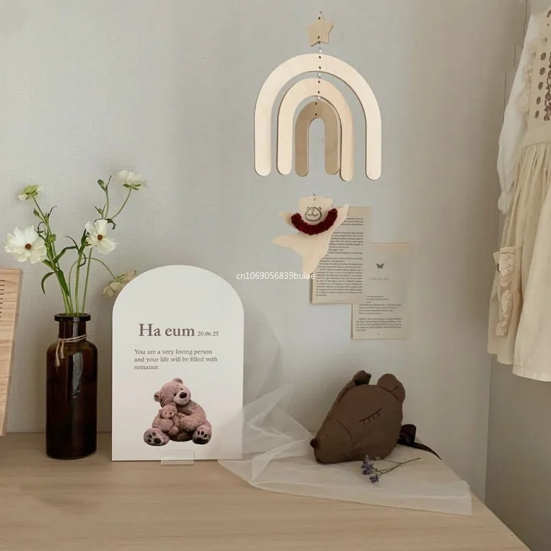 Скандинавский деревянный танцевальный медведь ветряные колокольчики настенные