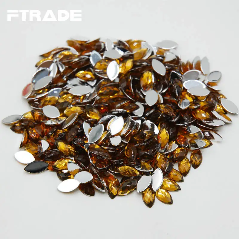 

Акриловые Блестящие стразы в форме конского глаза с плоской задней стороной, 5x10 мм, для одежды, 100 шт.