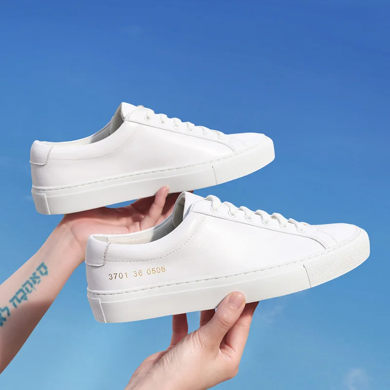 

Elegant Women's Leather Sneakers Fashion Tennis 2022 Trend Basic Wild White Sports Shoes Female Flat Casual Sneakers Shallow Hot