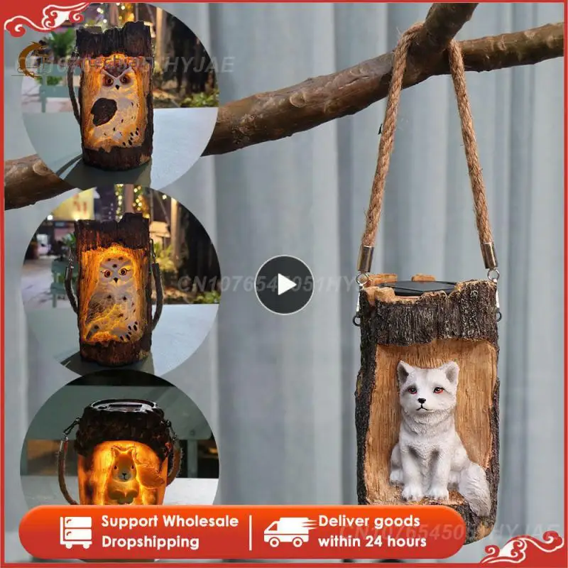 

Solar Garden Light Fox Stump Hanging Lamp Waterproof Outdoor Small Animal Chandelier For Villa Garden Landscape Courtyard Decor