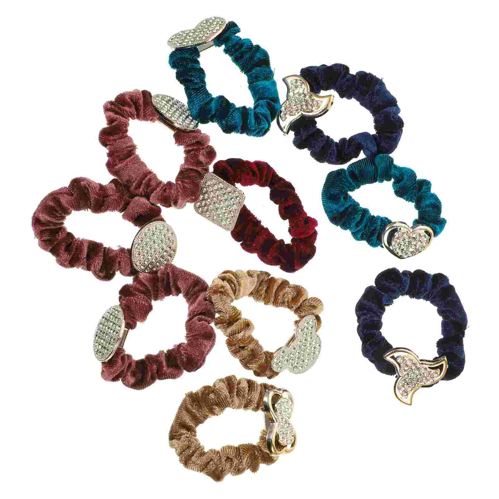 

10 Pcs Elastic Seamless Hair Loop Crystal Hair Band Ponytail Holders Hair Accessories for Women Girls (Random Style)