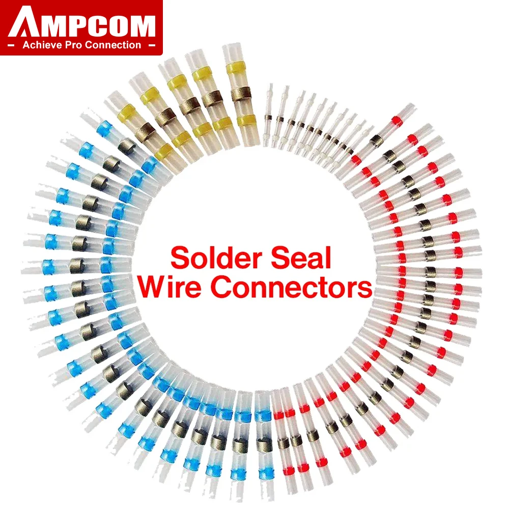 

AMPCOM Solder Seal Wire Connectors Heat Shrink Solder Connectors Waterproof Solder Wire Connectors Electrical Waterproof