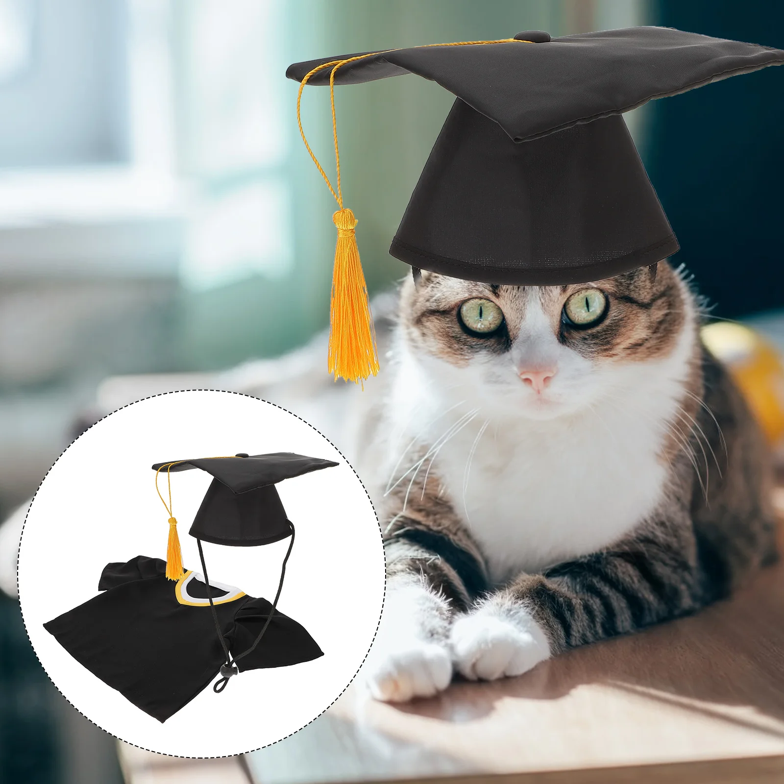 

Graduation Dog Pet Cat Cap Costume Gown Hat Gradcapshats Outfit Props Small Cosplay Puppy Party Clothes Photography Supplies