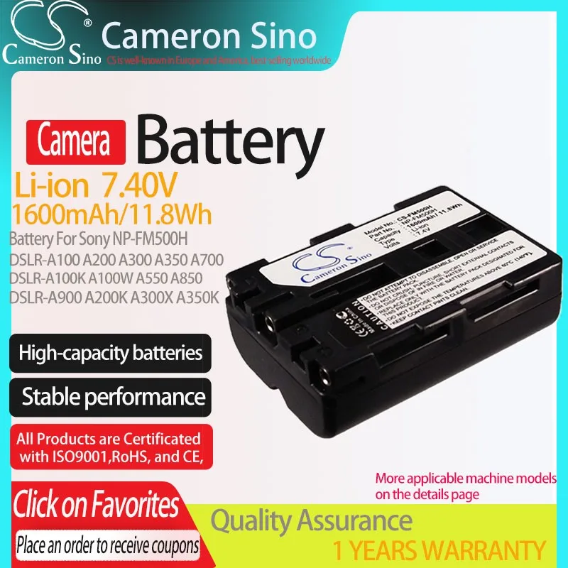 

CS Camera Battery for Sony DSLR-A100 A200 A300 350 A700 DSLR-A100K DSLR-A500 DSLR-A850 DSLR-A550 DSLR-A700H A350 XFits NP-FM500H