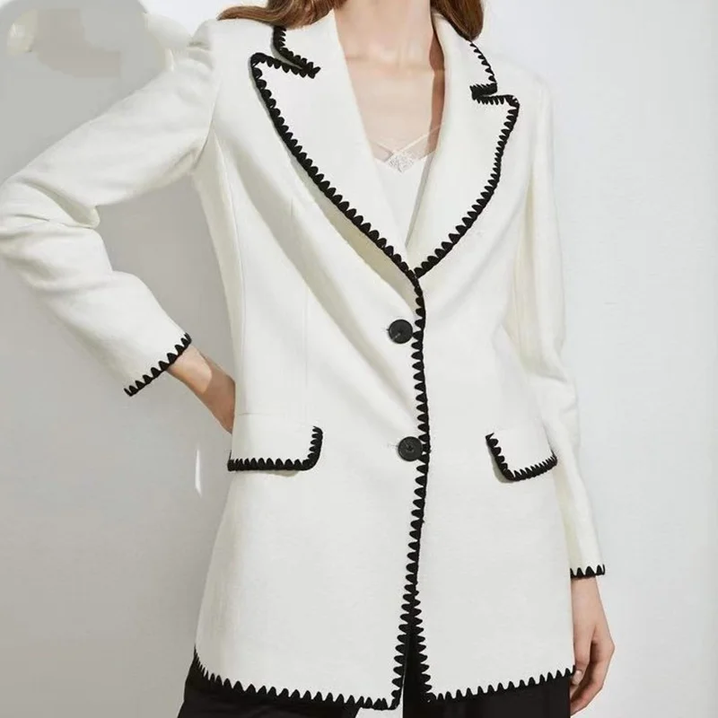 

Популярное женское осенне-зимнее 2023 Новое Элегантное классическое теплое пальто в Корейском стиле с карманами Женское пальто с длинным рукавом