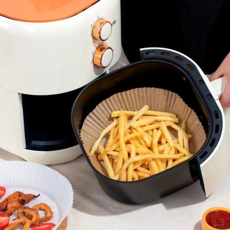 

50Pcs Air Fryer Disposable Paper Non-Stick Oil-absorbing Round Paper Baking Mat for AirFryer Baking Accessories Paper Tray
