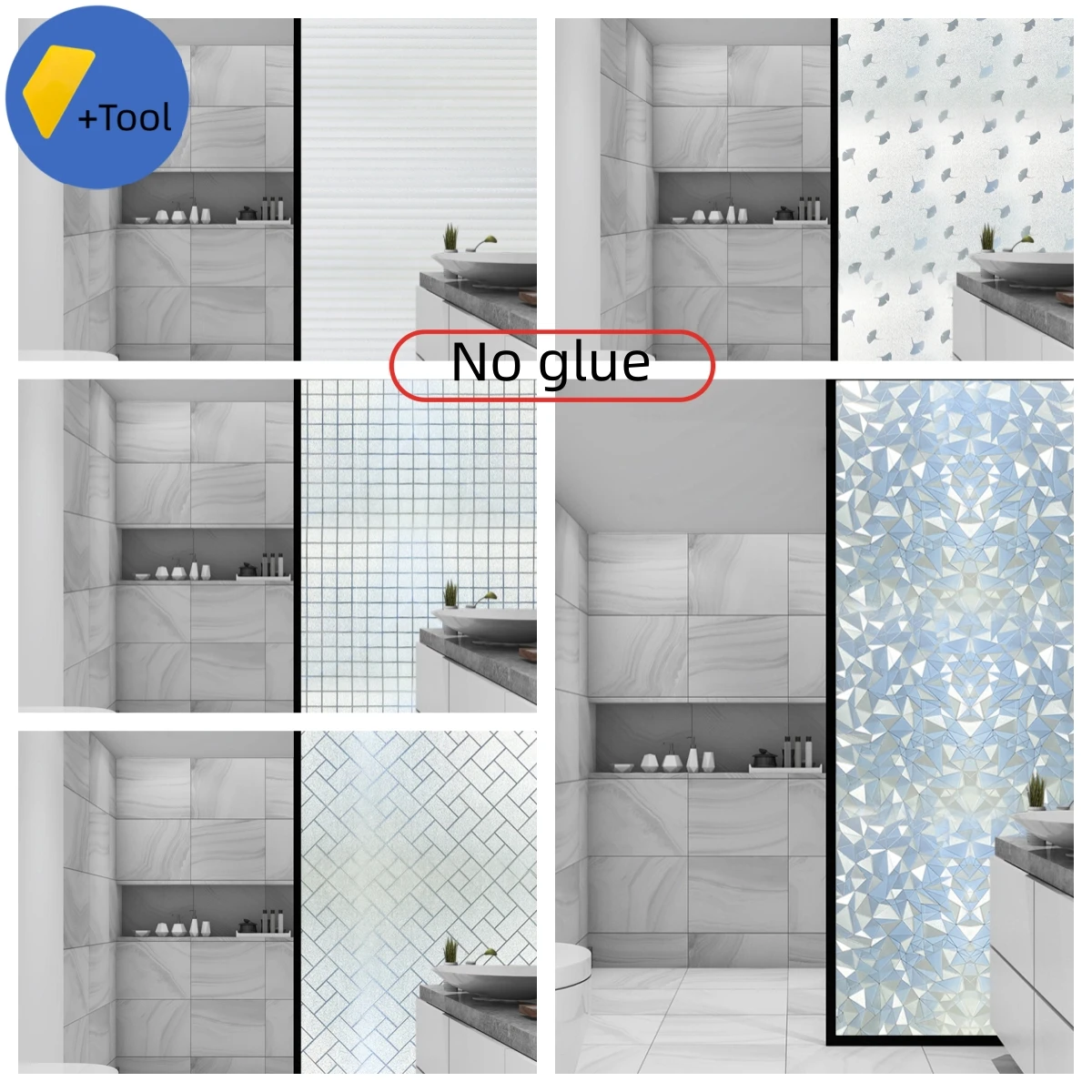 

3D Window Film Electrostatic Adsorption Frosted Self Adhesive Film Window Sticker for Glass Bathroom Matte Window Film Decor DIY