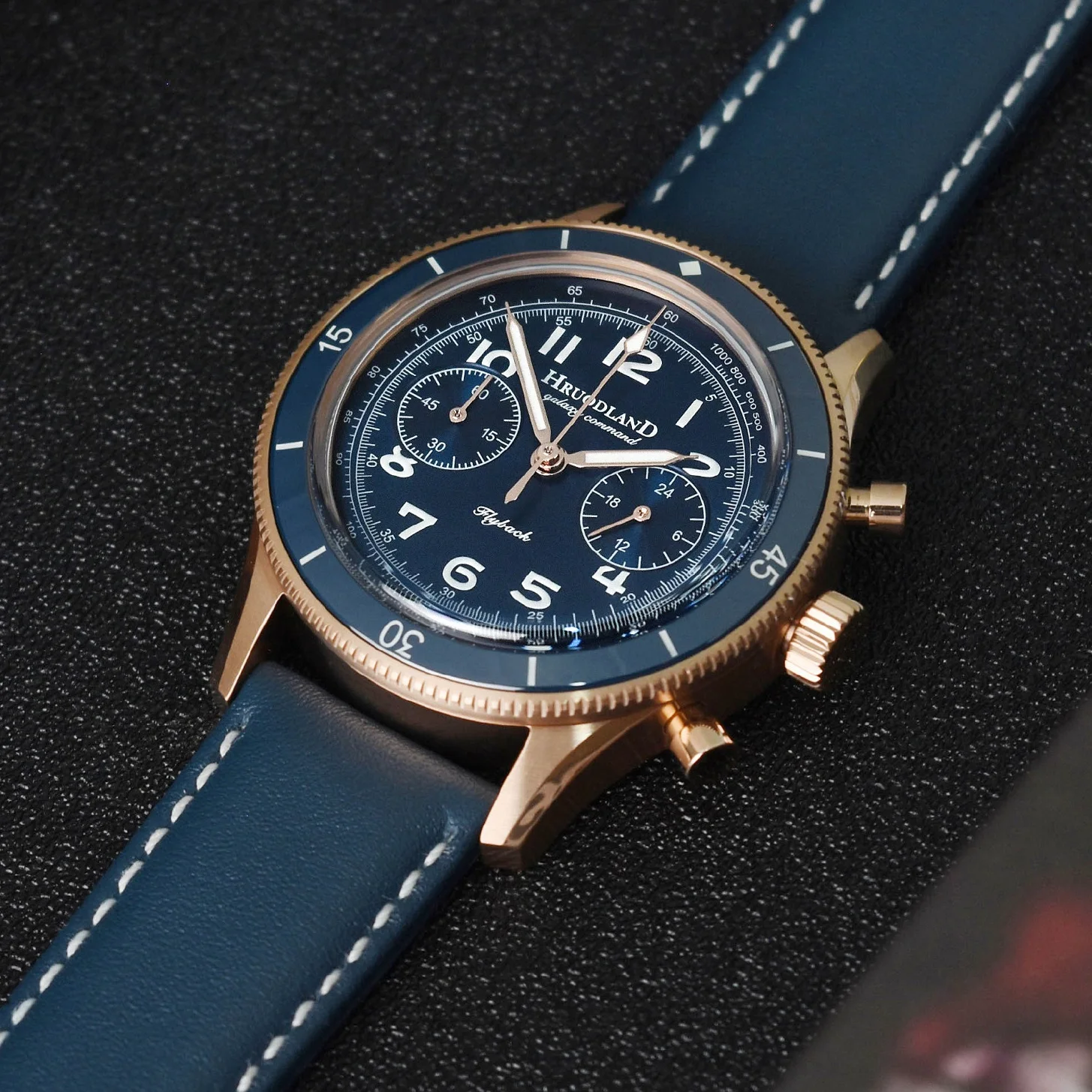 

Hruodland F019 Classic Men's Quartz Chronograph Watch VK64 Sapphire Glass Blue Black Rose Gloden Dress Wrsiwatches for Men