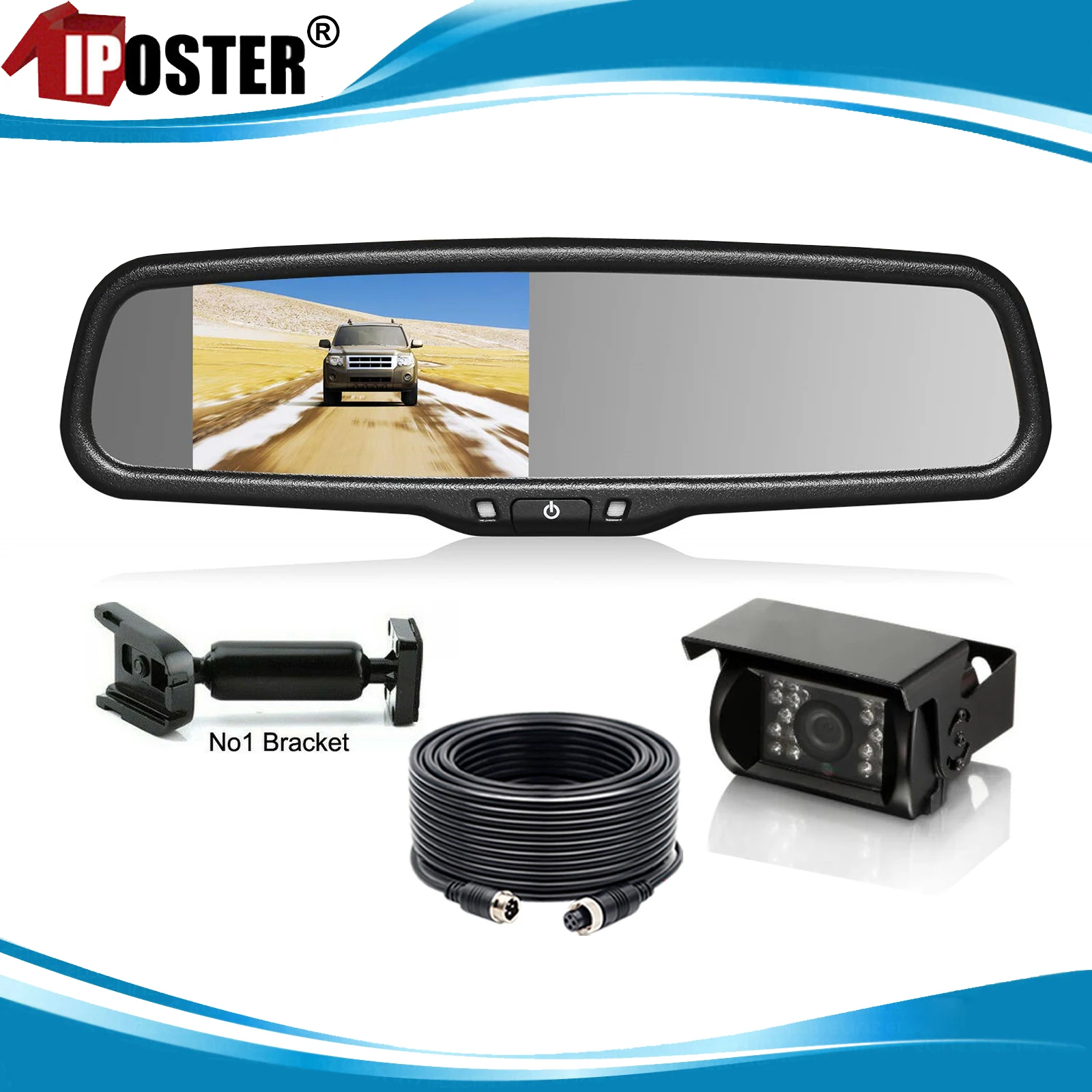 iPoster 4 3 &quotавтомобильное зеркало заднего вида кронштейн No 1 4-контактная камера с