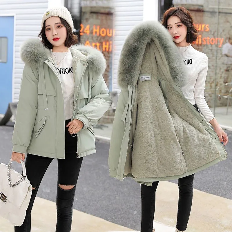2022 New Women's Fur Coat Thickened Women's Fur Coat Thick Velvet Cotton-padded Jacket To Overcome Women's Cotton Clothing
