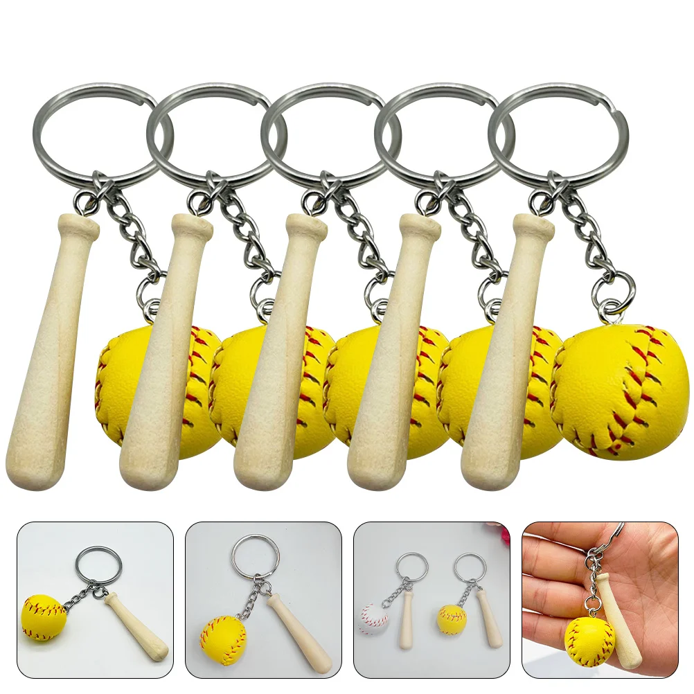 

5 Pcs Key Chain Bag Sports Purse Keychain Pendant Accessories Baseball Miss Bowling