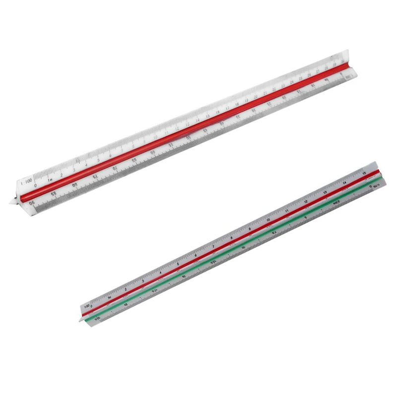 

2 Pcs Plastic Triangular Scale Ruler,A & B