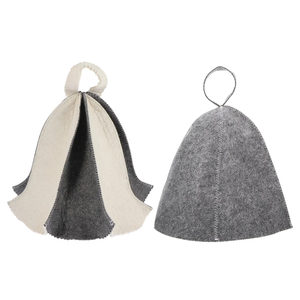 

2 Pcs Felt Shower Cap Water Absorbing Hats Absorbent Reusable Sauna Simple Stylish Absorption Man Portable
