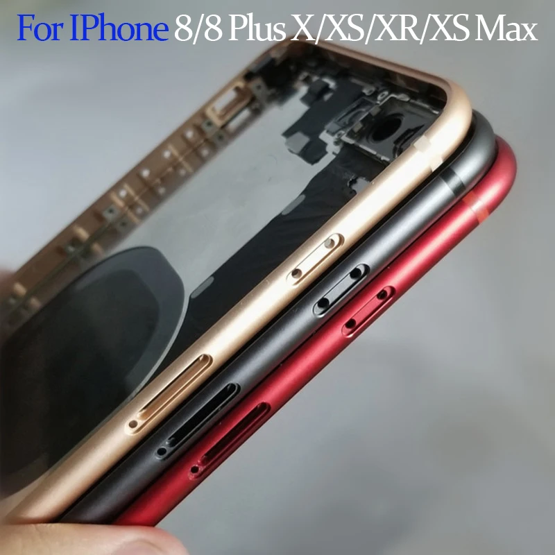 

Back Cover + Middle Chassis Frame + SIM Tray + Side Key Parts Housing Case Assembly For IPhone 8/8 Plus/X/XS/XR/XS Max