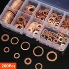 Набор медных шайб 200 шт., уплотнительные гайки и болты в ассортименте с коробкой  M8M10M12M14 для пробки отстойника